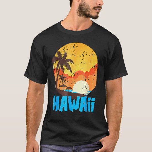 T-shirt Classic Hawaiian Palm Beach Hawaii Cool 70's 80's (Devant)
