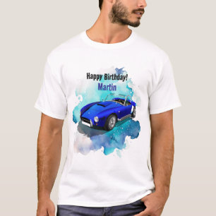 T-shirt Classic Retro Blue Sports Voiture Anniversaire Ave