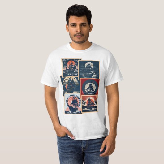 T-shirt Classic retro vintage ships collection 1 (Devant entier)