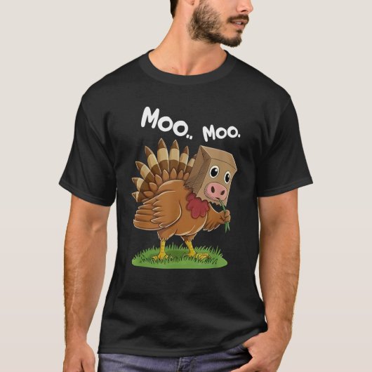 T-shirt Classic Turkey Cow Moo Moo. Funny Thanksgiving (Devant)