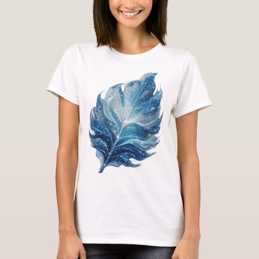 T-shirt Classique Argent BLUE STAR LEAF Design Moderne (Devant)