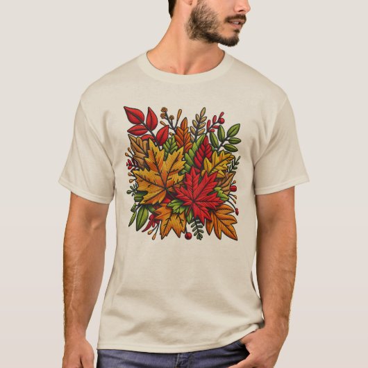 T-shirt classique avec broderie florale (Devant)