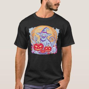 T-shirt classique chat citrouille fantôme mignon H