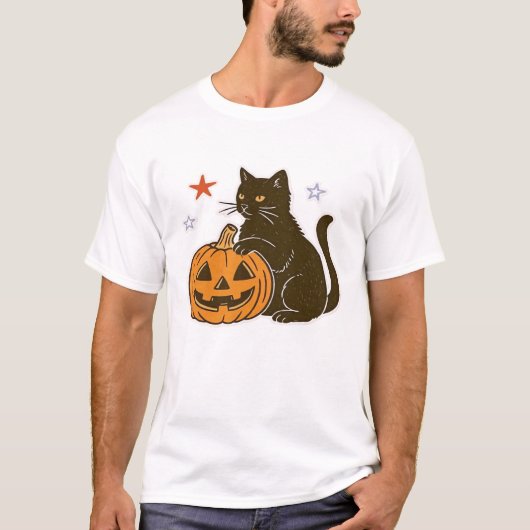 T-shirt classique chat d'Halloween sucré effrayant (Devant)