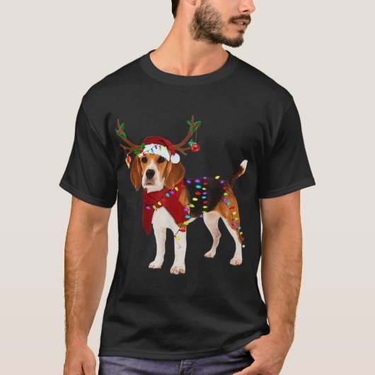 T-shirt classique chien beagle Noël (Devant)