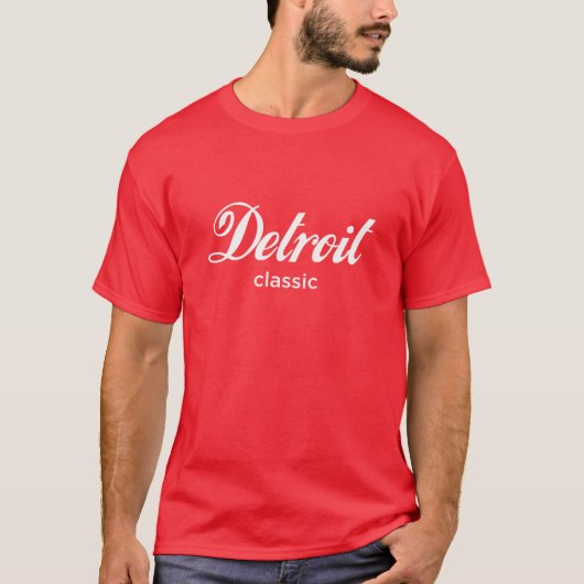 T-shirt Classique de Detroit (police blanche) (Devant)