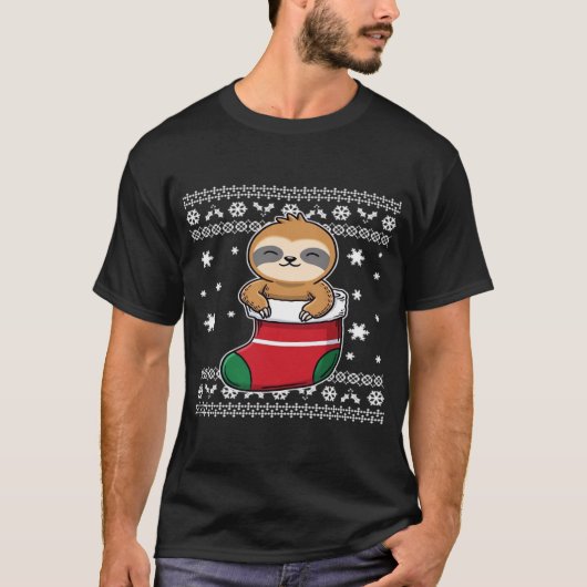T-Shirt Classique de Paresseux de Noël (Devant)