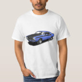 T-shirt classique de voiture de challengeur bleu (Devant)