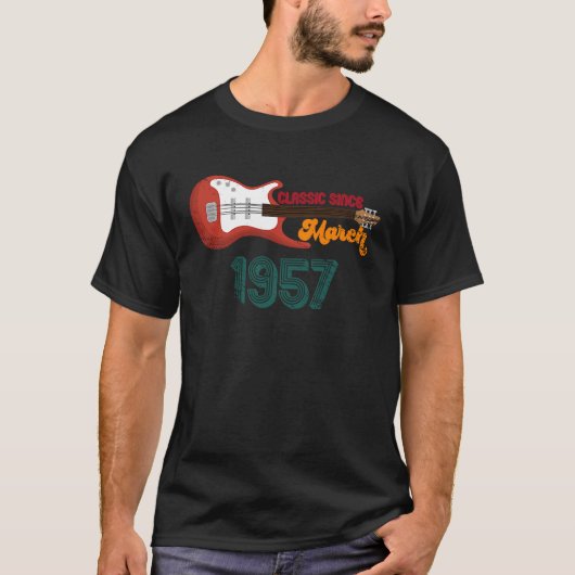 T-shirt Classique depuis mars 1957 66e Anniversaire Guitar (Devant)