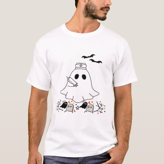 T-shirt classique design Halloween mignon fantôme (Devant)