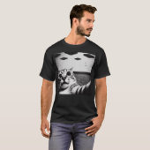 T-shirt Classique drôle Alien Cat UFO (Devant entier)