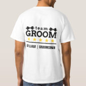 T-shirt Classique Élégant Équipe du Marié Noir et Blanc  (Dos)