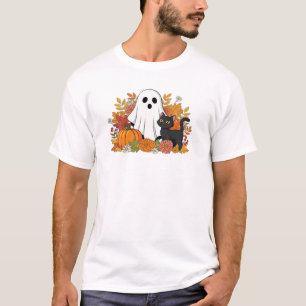 T-shirt classique fantôme mignon et chat noir