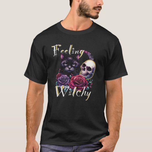T-shirt classique Feeling Witchy Black Cat (Devant)