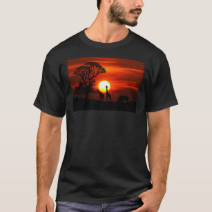 T-shirt classique Giraffe Sunset africain