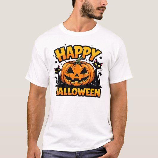 T-Shirt Classique Halloween Chat Noir_2 (Devant)