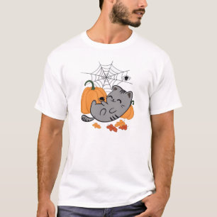 T-shirt classique Halloween Kitty et araignées
