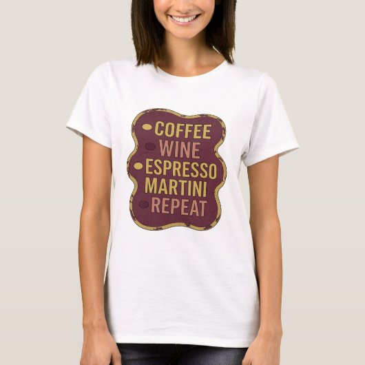 T-shirt Classique Jaune CAFÉ VIN ESPRESSO MARTINI RÉPÉTER (Devant)