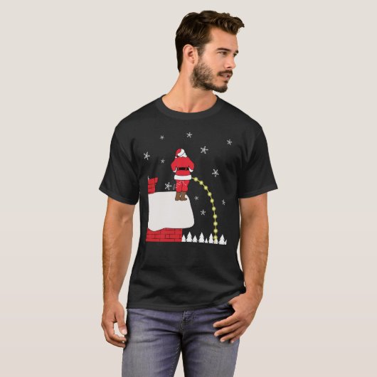 T-shirt classique Père Noël pee de Noël inappropri (Devant entier)