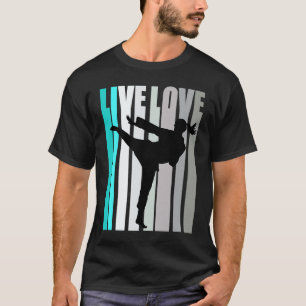 T-shirt Classique Rétro Turquoise Vivre Amour Karaté Coach