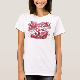 T-shirt Classique Rouge Joyeux Anniversaire 3RD Texte 3D A