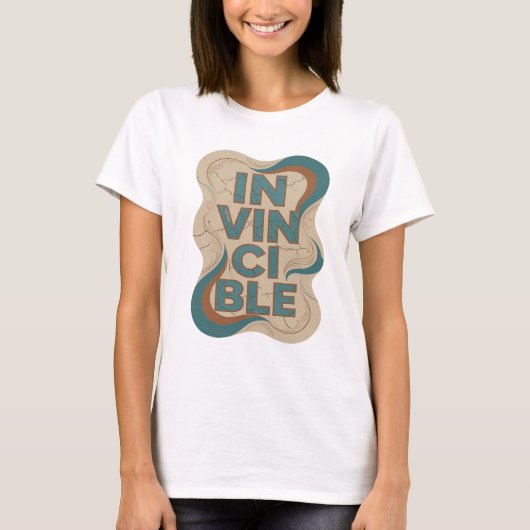 T-shirt Classique Teal INVINCIBLE Art de texte 3D (Devant)