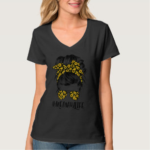 T-shirt Classy Memaw Life Messy Cheveux Bun Sunflower Mère