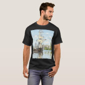 T-shirt Claude Monet. Navires à cheval sur la Seine à Roue (Devant entier)