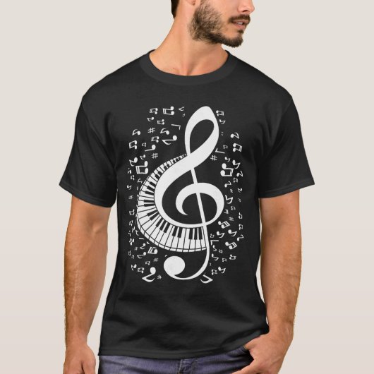 T-shirt Clavier de clé de sol Notes de musique classique P (Devant)