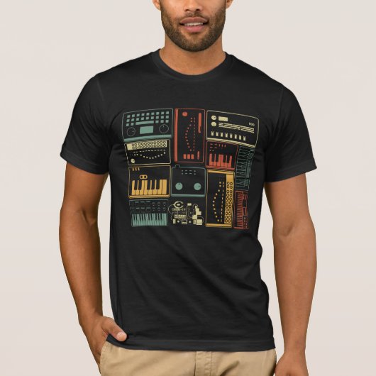 T-shirt Clavier du producteur de musique synthétiseur modu (Devant)