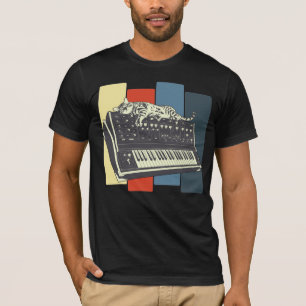 T-shirt Clavier synthétiseur modulaire Vintage Analog Cat