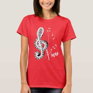 T-shirt Clavier Treble Clef Fun Music Notes Piano Graphism