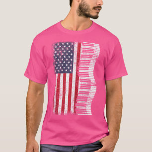 T-shirt Claviste Musique Classique Drapeau États-Unis Clav