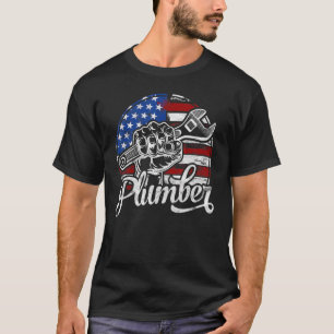 T-shirt Clé à tuyau de plomberie Drapeau américain Usa Pat