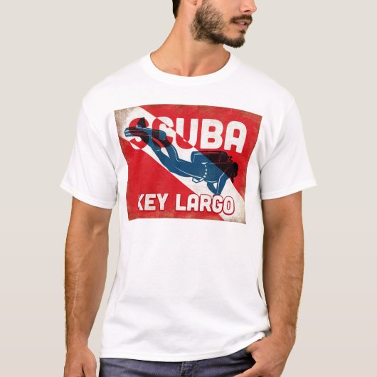 T-shirt Clé Largo Scuba Diver - Blue Retro (Devant)