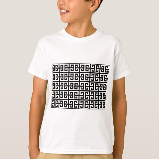 T-shirt clé noire blanche grecque (Devant)