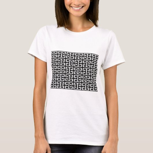 T-shirt clé noire blanche grecque (Devant)
