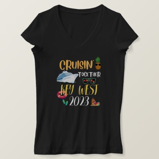 T-shirt clé west Cruise 2023 Famille amis Groupe Voyage (Design devant)