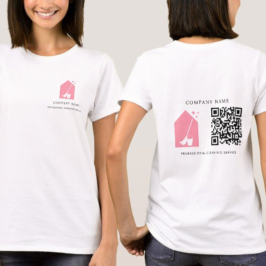 T-shirt Cleaning Cleaner Service Pink Logo QR Code White