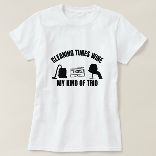 T-shirt Cleaning Tunes Wine My Kind of Trio (Design devant)
