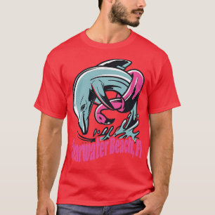 T-shirt Clearwater Beach Floride Dolphin Flamant rose Flot