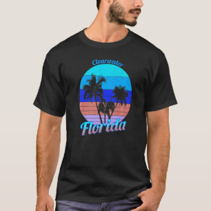 T-shirt Clearwater Beach Floride Palmiers tropicaux rétro