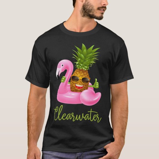 T-shirt Clearwater Florida Beach Tropical Flamingo Pineap (Devant)