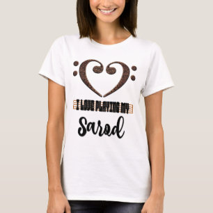 T-shirt Clef de Fa Cœur Musical J'aime Jouer de mon Sarod