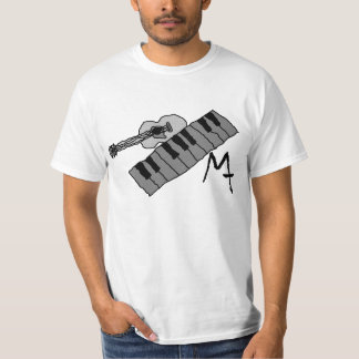 T-shirt clés de piano et pièce en t de valeur de guitare