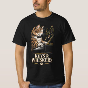 T-shirt Clés & Moustaches Chat Pianiste Élégant et Drôle