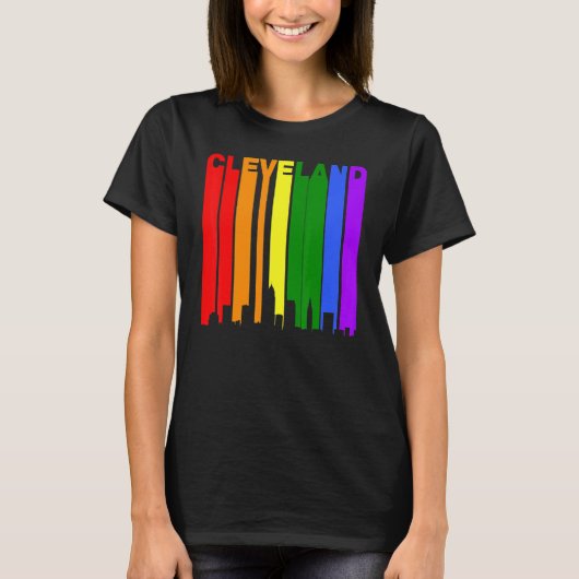 T-shirt Cleveland Ohio Lgbtq Gay pride Rainbow Skyline (Devant)