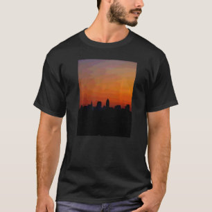 T-shirt Cleveland Ohio Skyline d'État Coucher de soleil