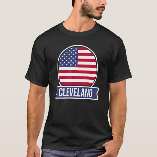 T-shirt CLEVELAND USA Nom de la place américaine Drapeau a (Devant)