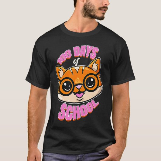 T-shirt Clever Cute Kitten With Glasses For 100 Days Of Sc (Devant)